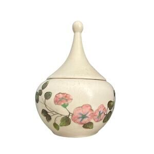 Vintage Trinket Dish Jewelry Container Ring Holder 6.5” Ceramic NIL Pink Flowers